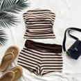 thumbnail image 6 of Stichou 2 Piece Shorts Sets for Women Strapless Striped Tube Crop Tops and High Wasited Shorts 2026 Summer Birthday Outfits Khaki XL, 6 of 6