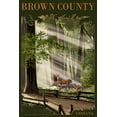 thumbnail image 3 of Brown County, Indiana, Deer and Fawns (100% Cotton Tea Towel, Decorative Hand Towel, Kitchen and Home), 3 of 3