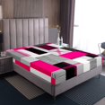 thumbnail image 4 of Erosebridal Geometric Stripe Bed Sheets Set Queen Size,Rectangle Lines Bedding Sets Queen Size,Patchwork Decor,Breathable,4 Pieces, 4 of 7