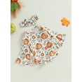 thumbnail image 3 of Newborn Baby Girls Halloween Clothes Flower Pumpkin Flare Long Sleeve Romper Jumpsuits Bodysuits + Headband Fall Outfits, 3 of 8