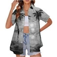 thumbnail image 2 of Rezuofi 2 Pcs Hawaiian Shirts for Women Summer Cool Hawaii Floral Tropic Print Blouses Beach Short Sleeve Button Up Tops, 2 of 7