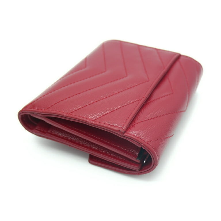 Red Quilted Tri-fold Wallet