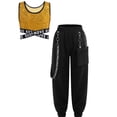 thumbnail image 6 of Aislor Kids Girls Hip Hop Dance Shiny Sequins Sleeveless Crop Tops with Chain Pocket Jogger Pants Gold 12, 6 of 6