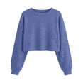 thumbnail image 5 of Women's Ribbed Knit Crop Sweater Crew Neck Long Sleeve Loose Fit Casual Pullover Top, 5 of 6
