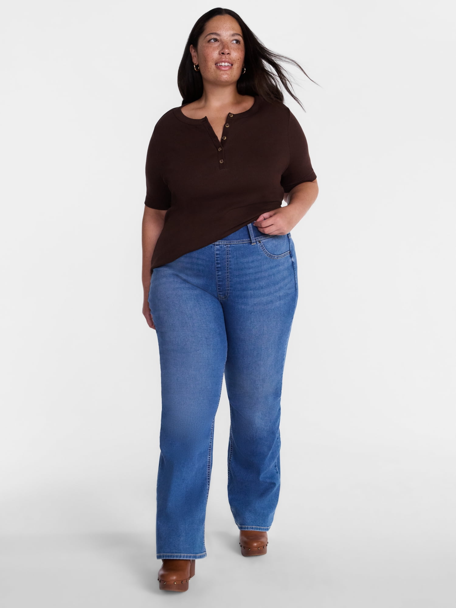 Terra and Sky Women's Plus High Rise Bootcut Jeggings, Sizes 0X-4X
