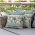 thumbnail image 3 of Outdoor Pillow Covers 18x18 Set of 2, Teal Blue Brown Beach Coastal Waterproof Patio Throw Pillow Covers for Couch Sofa Chair, Nautical Shell Starfish Coral Summer Pillowcases for Throw Pillows, 3 of 9
