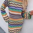 thumbnail image 5 of Fesfesfes Women Dress Comfortable Rainbow Stripes Long Sleeves Round-Neck Sweater Dress Sale Tops on Clearance, 5 of 7