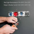 thumbnail image 3 of Red Light Illuminated 4 Pin Dpst On/off Snap In Rocker Switch 16a 20a 250v Ac, 3 of 5
