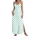 thumbnail image 2 of Nuoqisi Women's Polka Dot Summer Casual V-Neck Slit Strap Sleep Dress - Comfortable Lounge Silhouette with Playful Pattern for Relaxed Evenings, 2 of 8