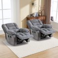 thumbnail image 2 of Bonzy Home Manual Recliner Chair Set of 2 with Massage and Heat Overstuffed Fabric Metal frame Manual Reclining Chair Sofa for Living Room, 2 of 7