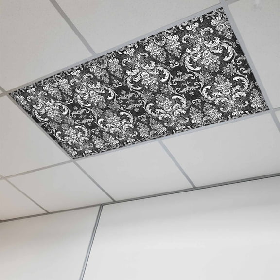 Black and White Magnetic Fluorescent Light Covers for Ceiling Lights 2x4Ft,Modern Luxurious Geometric Abstract Art Office Classroom Kitchen Drop Ceiling Light Covers Filters Shade Panel 1Pack
