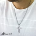 thumbnail image 4 of 555Jewelry Stainless Steel Cross Necklace for Men, Grooved Half Dome Shape Matte Cross & Polished Border Religious Crucifix Cross Pendant for Men & Women, Silver, 16 Inches Box Chain, 4 of 7