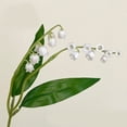 thumbnail image 1 of Ramo de flores de orquídea de campanas artificiales de 14,2 pulgadas de plástico blanco Decoración de jardín en casa Racimo realista de orquídeas con hojas de tela, 1 of 6