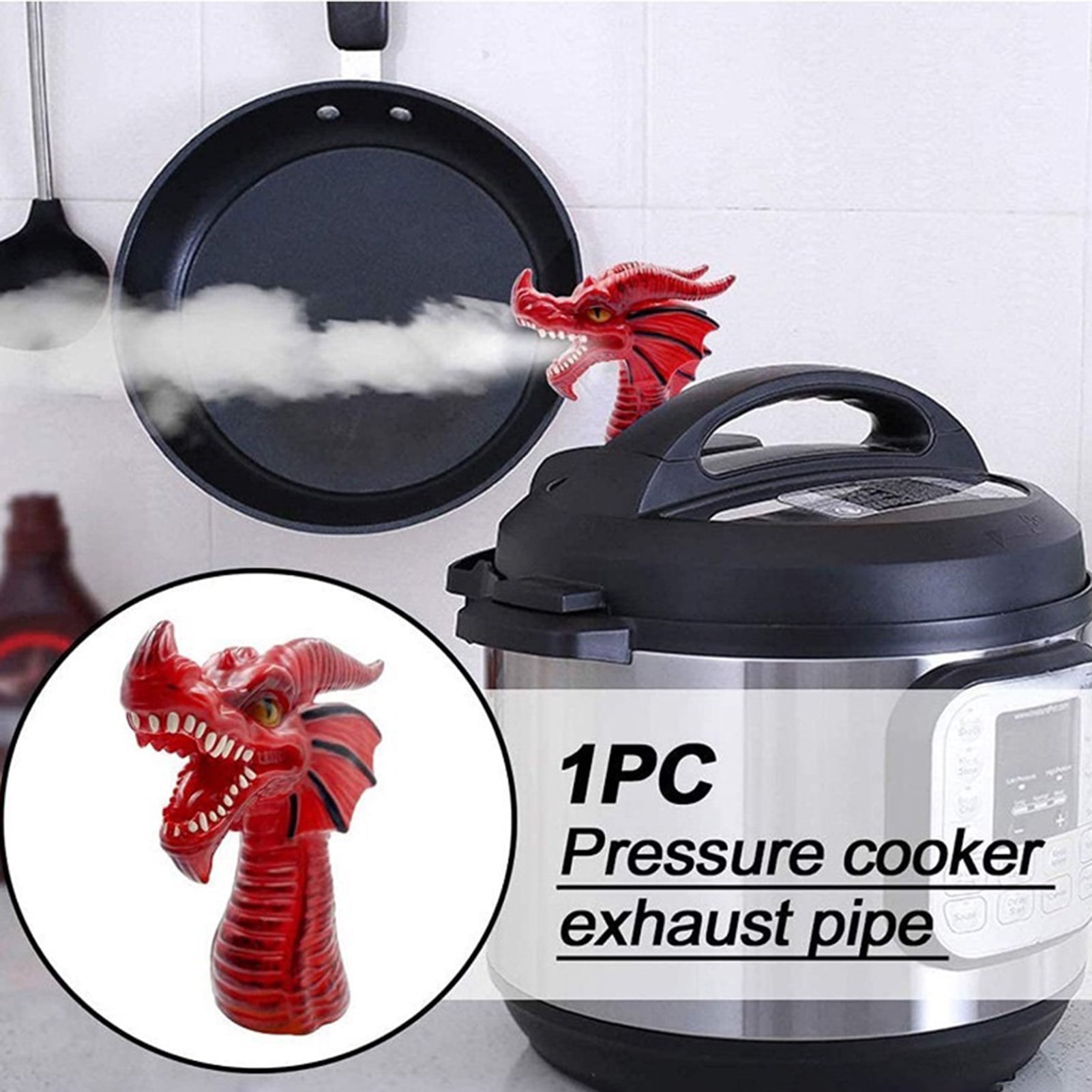 Fire-Breathing Dragon Original Steam Release Accessory Steam Diverter Tool for Instant Pot Pressure Cooker Black+Red Original Steam Release Accessory Cabinets Savior for All Size Kitchen Supplies
