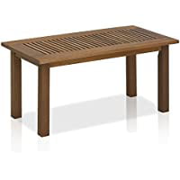Furinno FG16504 Tioman Hardwood Patio Furniture Outdoor Coffee Table in Teak Oil Natural Renewed 1-Tier 