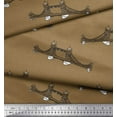thumbnail image 2 of Soimoi Brown Georgette Viscose Fabric Text & London Bridge Architectural Printed Fabric 1 Yard 42 Inch Wide, 2 of 3
