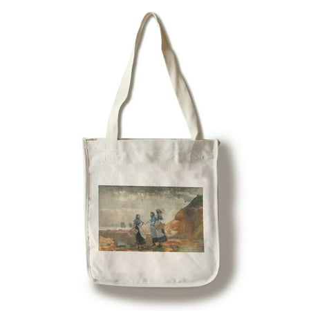 Three Fisher Girls, Tynemouth - Masterpiece Classic - Artist: Winslow Homer c. 1881 (100% Cotton Tote Bag - Reusable)