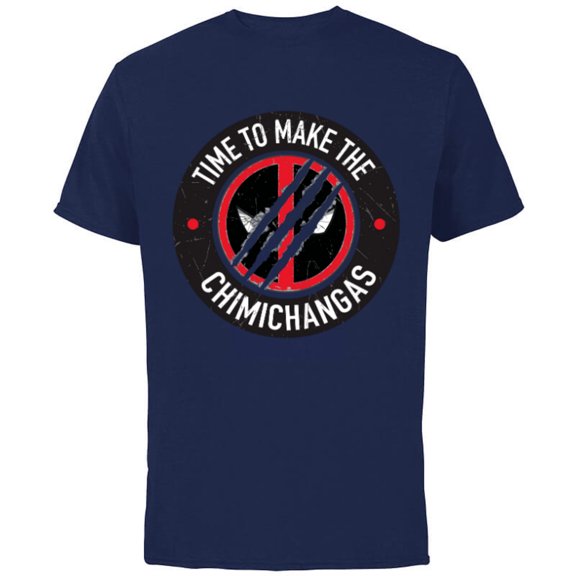 Marvel Studios Deadpool & Wolverine Chimichangas Claw Slash- Short Sleeve Cotton T-Shirt for Adults - Customized-Navy