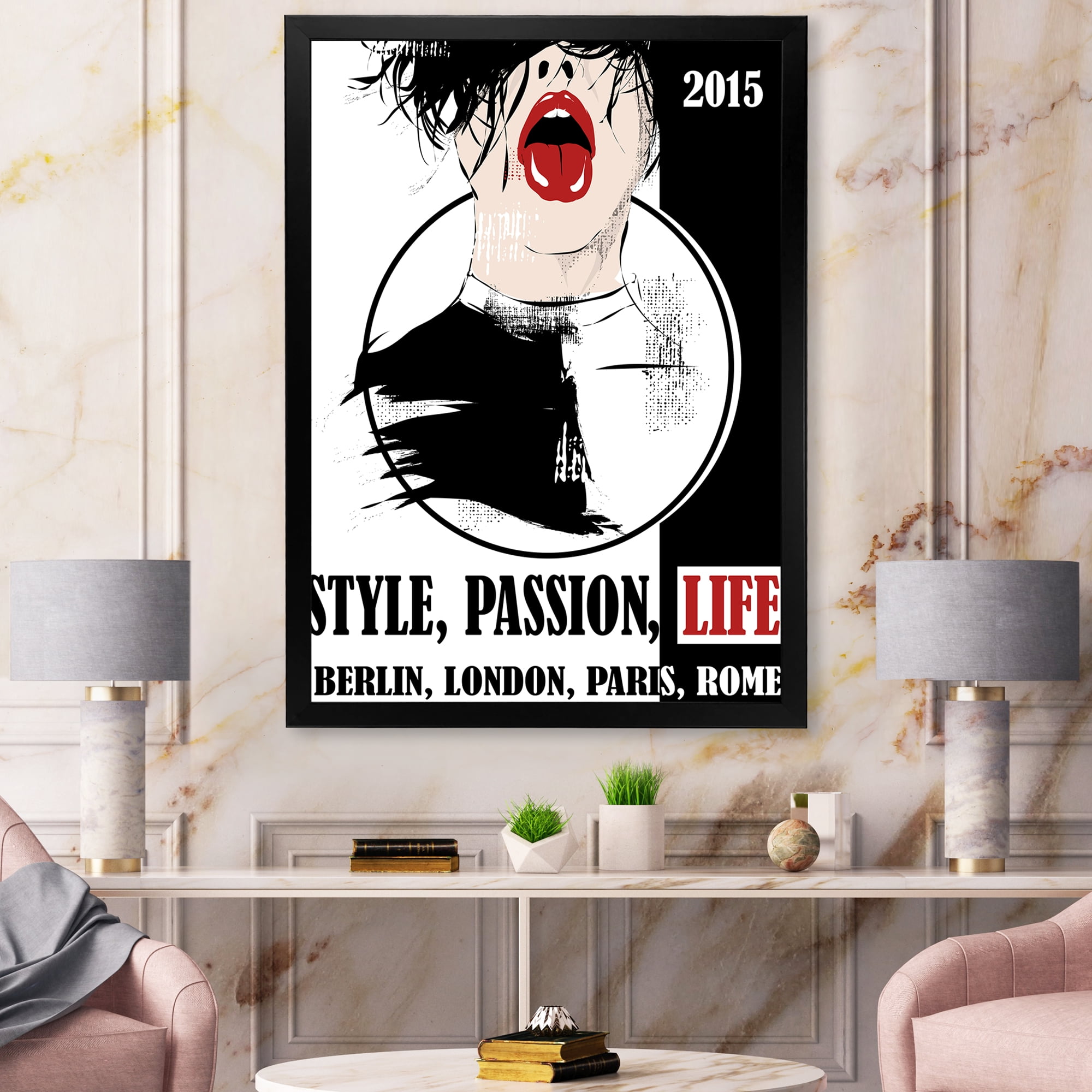 Designart 'Style Passion Life Fashion Woman VIII' Vintage Framed Art Print
