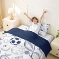 thumbnail image 3 of Castle Fairy Sport Soccer Football Basketball Twin Duvet Cover, Vintage Ball Game Twin Bedding, White Navy Blue,Navy Blue Reversible,2pcs,1 Duvet Cover and 1 Pillowcase, 3 of 6