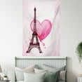 thumbnail image 4 of Eiffel Tower Tapestry, Eiffel Romantic Valentine Love Watercolor Theme Heart Leaf Silhouette Print, Wall Hanging for Bedroom Living Room Dorm Decor, 40W X 60L Inches, Fuchsia Brown, by Ambesonne, 4 of 5