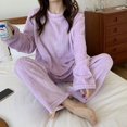 thumbnail image 4 of 2023 Autumn Winter Women Solid Pyjamas 2 Piece Sets Thicken Velvet Ribbed Fleece Set Pullover And Pants Female Pajamas Suit, 4 of 6