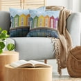 thumbnail image 5 of Ambesonne Landscape Throw Pillow Cover 2 Pack, Colorful Cabins Sea, 16", Multicolor, 5 of 7