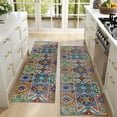 thumbnail image 4 of Kitchen Rugs Sets Of 2,Brown Traditional Tile Pattern Anti Fatigue Kitchen Mat Rugs Non Slip Washable,Decorative Kitchen Floor Mats for Kitchen,Sink,Laundry,17"X47", 4 of 5