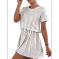 thumbnail image 2 of Vestidos de Verano A Rayas para Mujer 2025, Cuello Redondo, Corta, Bloque de Color, Vestido Informal Tipo Camiseta, Corte A. Albaricoque XL, 2 of 7
