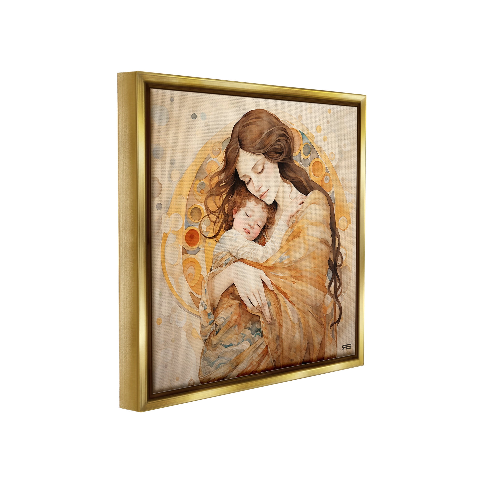 Stupell Industries Traditional Mother & Child Abstract Painting Gold Floater Framed Canvas Art Print Wall Art, 18 x 18