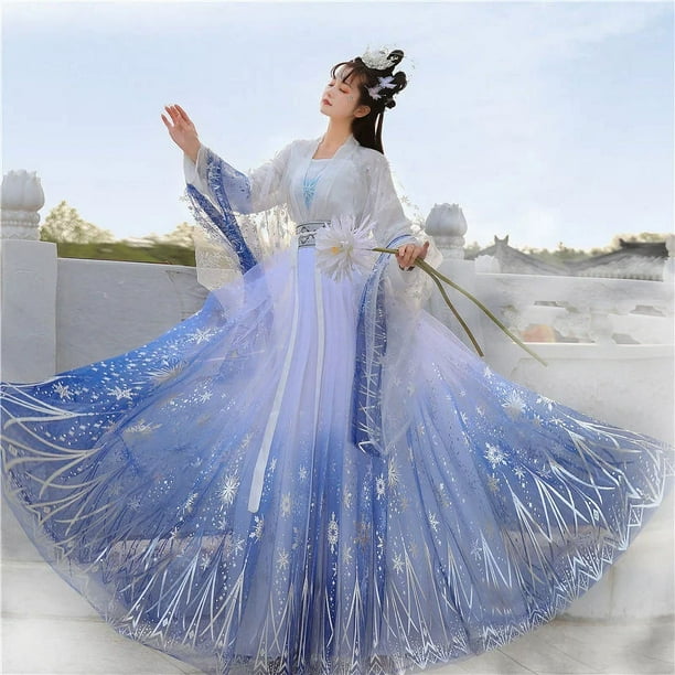 Conjunto de vestido de mujer con lentejuelas de estrellas Carol 2024 con degradado brillante, vestido tradicional chino Hanfu, fiesta de graduación, regalo formal de cumpleaños y Navidad