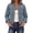 Blue-#q005, variant on Women's Denim Jacket Long Sleeve Stand Collar Decorative Button Coat Fall Vintage Lightweight Gothic Cropped Jean Jacket,Dark Blue L