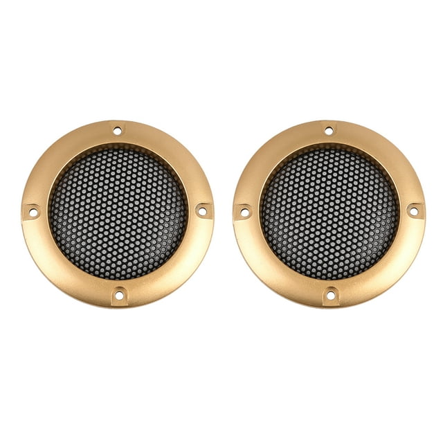 Unique Bargains 2 Pcs 2 Pieds Haut-Parleurs Ronds Noirs Housse en Maille d'Acier Subwoofer Protecteur de Gril
