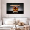 thumbnail image 2 of Elephant Stock Lit Cigar On Whiskey Wall Art - Horizontal Multi Panel Canvas - Dining Room Wall Decor - Food And Drink Multi Panel - Black And Gray Decor - 45" x 28", 2 of 8
