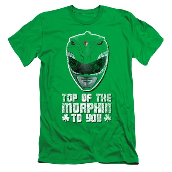 Power Rangers Top Of The Morphin To You Adult 30/1 T-Shirt Kelly Green