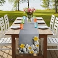 thumbnail image 4 of Yellow Plumeria Flower Table Runner, White Stones Country Floral Grey Washable Cotton Linen Table Runners 90 Inches Long, Dresser Scarf Runner for Dining/Coffee/Kitchen/Hallway Tables 13''x90'', 4 of 9