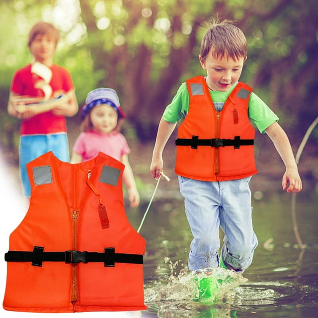 Chaleco Salvavidas Infantil, Capacidad Máxima de 65 Libras | Cinturón Elástico | Niños y Niñas de 4 a 12 Años | Diseño Compacto | Ribete Naranja | Tela 210D + Epe Perlado | 38,5 X 43,5 Cm | 1 Unidad