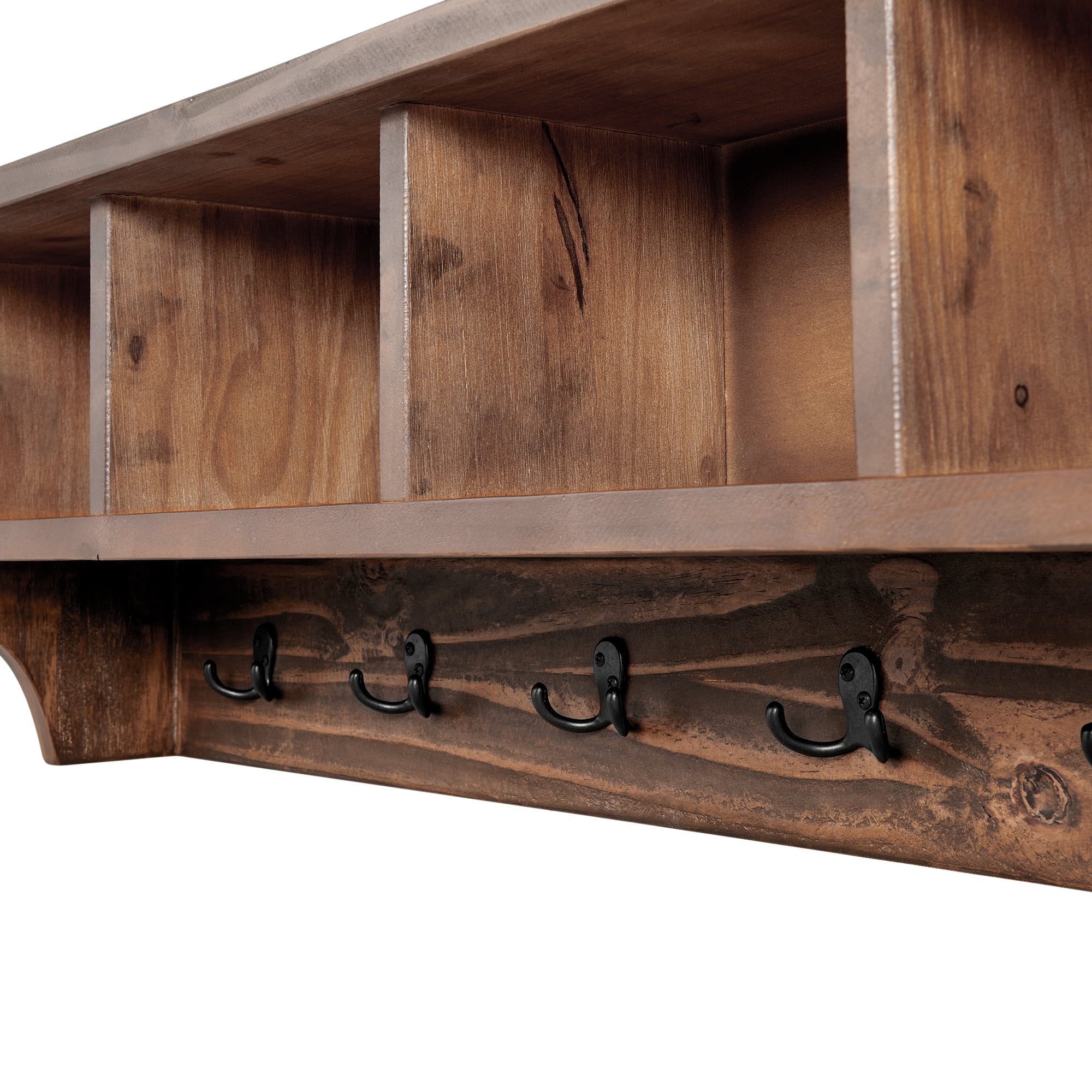 Alaterre Furniture Claremont 40L Rustic Wood Coat Hook with Shelf
