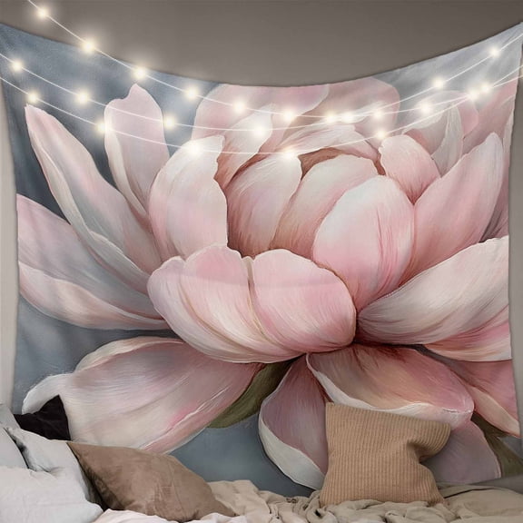 Pink Flowers Tapestry for Bedroom Wall Hanging Tapestry, Spring Country Pastoral Botanical Floral Ceiling Backdrop Tapestries Poster Blanket Wall Decor for Teens Room Living Room Dorm 39" x 59"