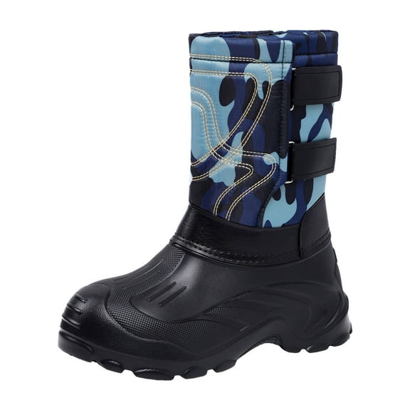 YLYL Men's Winter Snow Boots Waterproof Insulated Fur Lined Warm Anti-Slip Mid Calf Boots