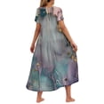 thumbnail image 6 of Viikei Women's Floral Print Tiered Short Sleeve Dress,Women's Flower Printing Casual Short Sleeve Crewneck Dress Casual Flowy Tiered Maxi Beach Dress Army Green S, 6 of 6