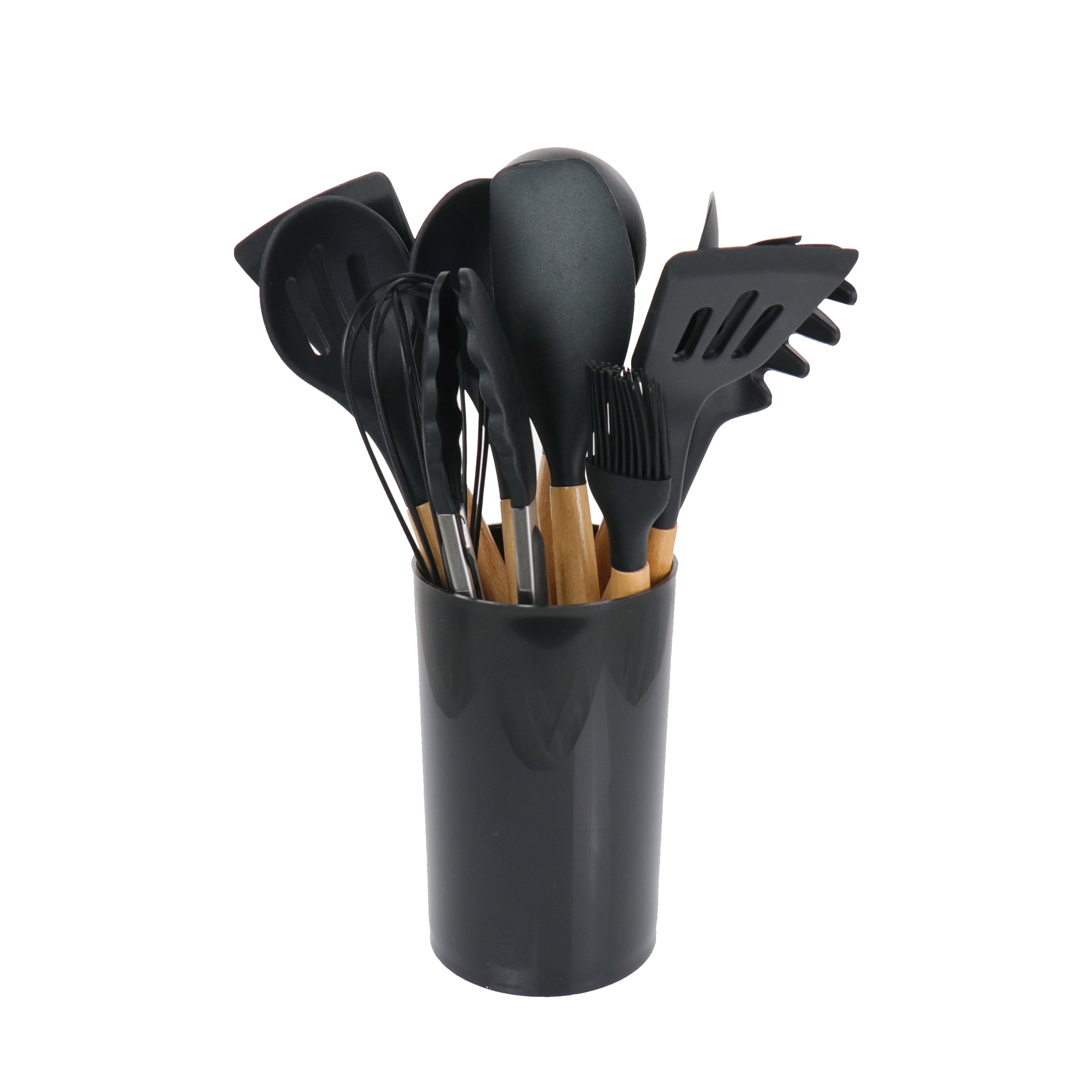 MegaChef Black 12 Piece Silicone and Wood Cooking Utensils