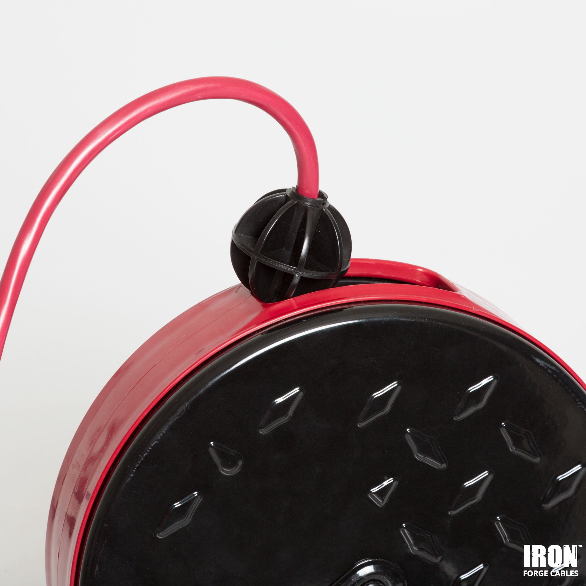 IRON FORGE CABLE 30Ft Retractable Extension Cord Reel with Breaker Switch & 3 Electrical Power Outlets - 16/3 SJTW Durable Red Cable - Perfect for Hanging from Your Garage Ceiling
