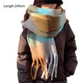 thumbnail image 6 of Naierhg Winter Scarf Women Winter Scarf Contrast Color Thicken Soft Tassel Lightweight Keep Warm Wide Elegant Winter Chequered Shawl for Daily Wear Grey, 6 of 8