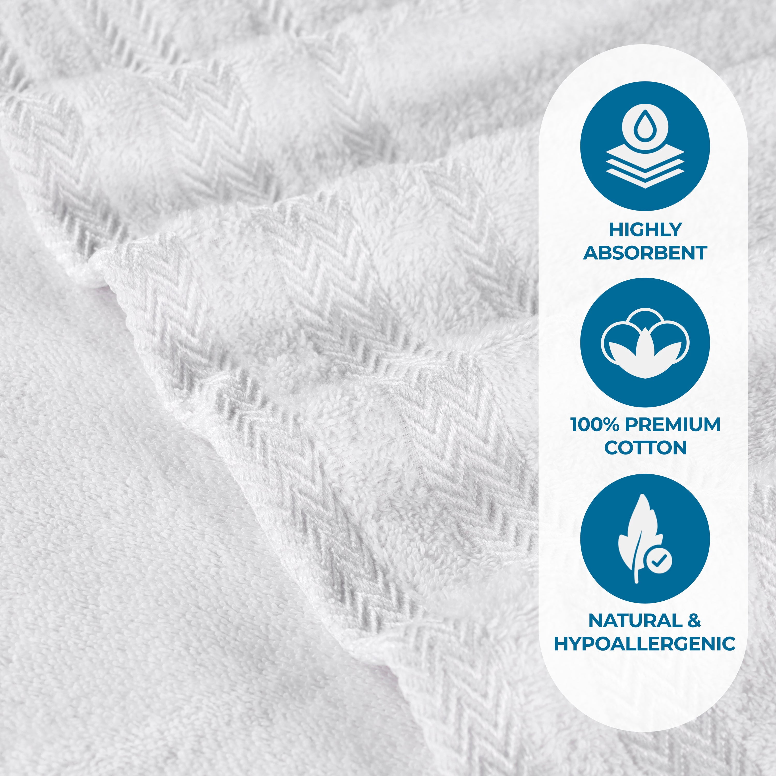 Superior Hays 2 Piece Cotton Plush Bath Towel , Ultra Soft Absobent Towels, White