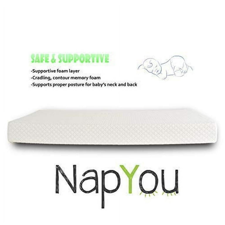 NapYou Dual Comfort Crib Mattress Firm Side for Infant Soft Side for Toddler with 100 Waterproof Cover Made with Organic Cotton Reversible Baby