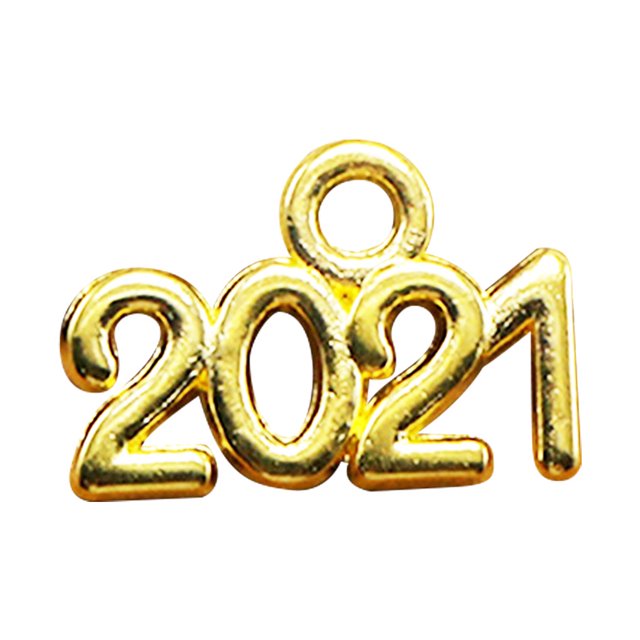 Sonducket 40 Uds. Año número 2021 dijes colgantes DIY fabricación de joyas joyería encontrar Color plata antigua Color oro antiguo 9x14mm Accesorios de disfraces oro Sonducket AP000452-02