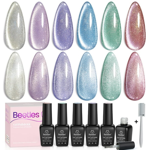 Esmalte de uñas Beetles Cat Eye Gel, 6 colores, purpurina con imán