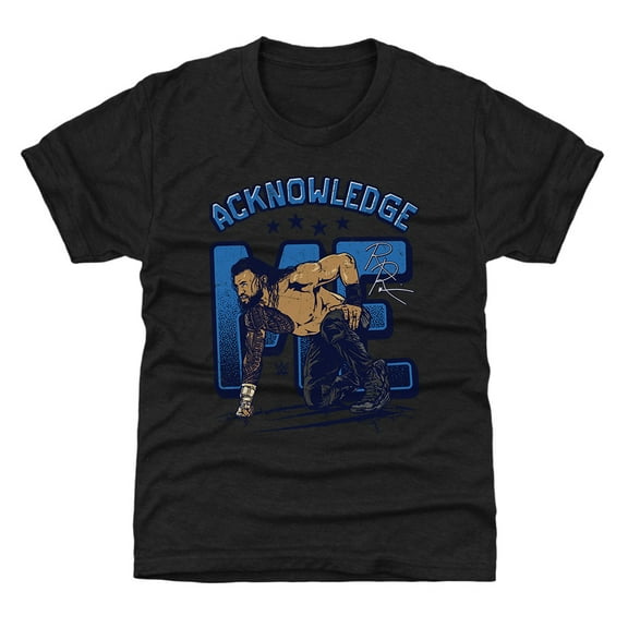Youth 500 Level Black Roman Reigns Acknowledge Me T-Shirt