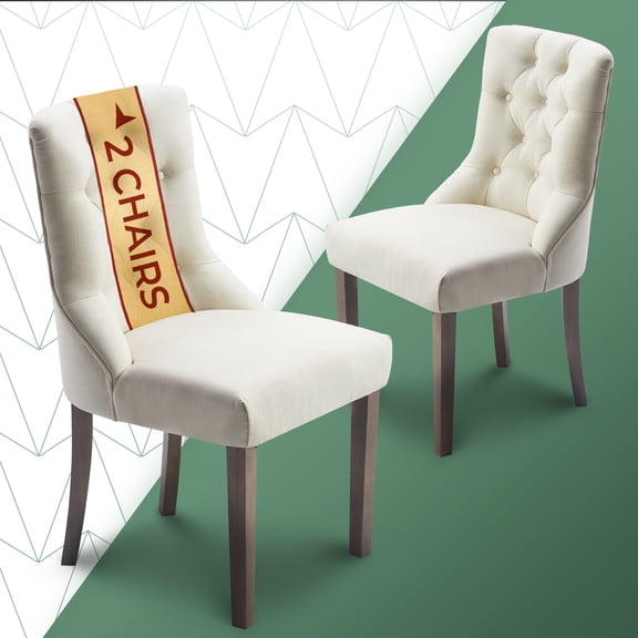 Finch Elmhurst Cream Traditional Tufted Dining Side Chairs, Set of 2